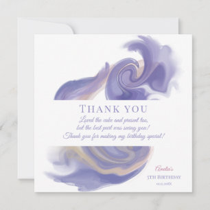 Lavender Watercolor Abstract Birthday Thank You Ca Card
