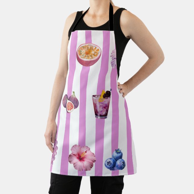 Lavender Watercolor Botanical Pattern Apron (Insitu)