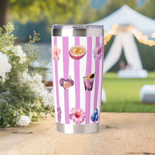Lavender Watercolor Botanical Pattern Insulated Tumbler