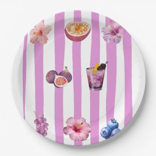 Lavender Watercolor Botanical Pattern Paper Plates