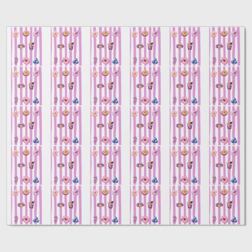 Lavender Watercolor Botanical Pattern Wrapping Paper