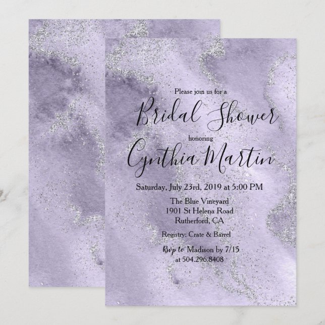 Lavender Watercolor Bridal Shower Invitation (Front/Back)