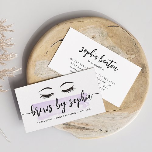 Lavender Watercolor Brow Services Business Card