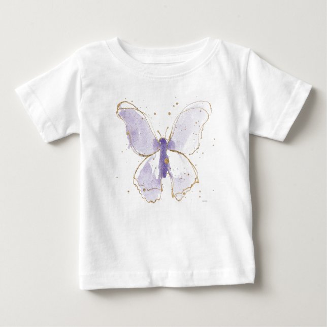 Lavender Watercolor Butterfly Baby T-Shirt (Front)