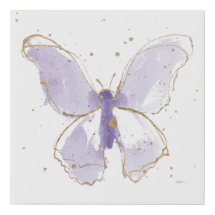 Lavender Watercolor Butterfly Faux Canvas Print