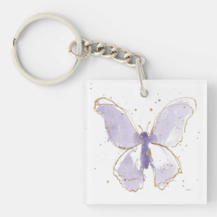 Lavender Watercolor Butterfly Keychain