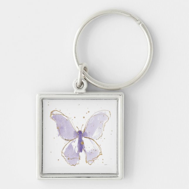 Lavender Watercolor Butterfly Keychain (Front)
