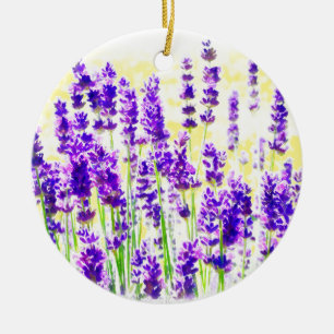 Lavender Watercolor Ceramic Ornament