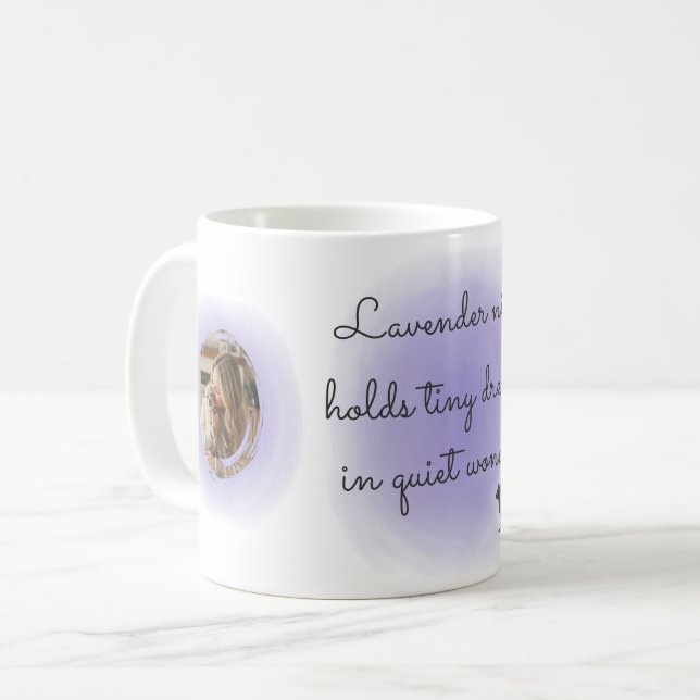 Lavender Watercolor Chihuahua Custom Photo Coffee Mug (Front Left)