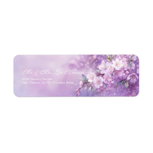 Lavender Watercolor Ethereal Cherry Blossom Label