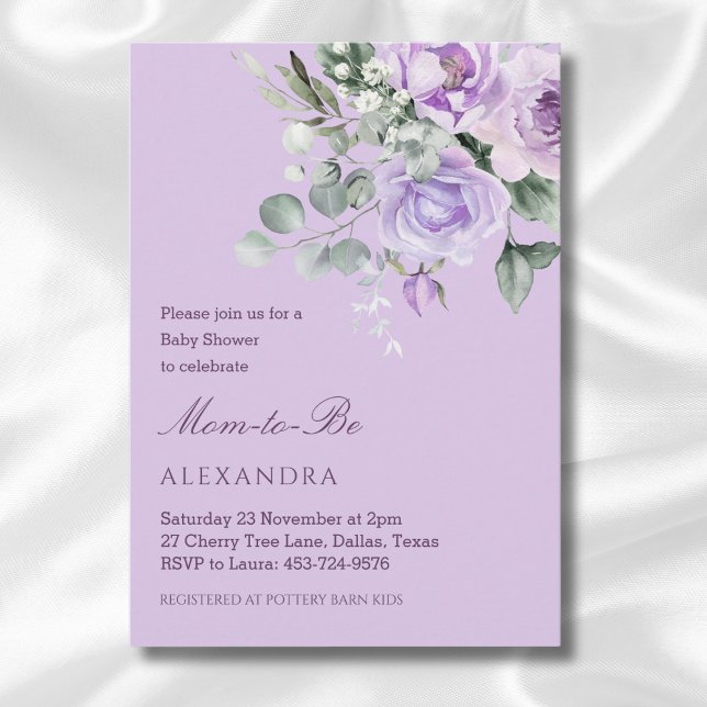 Lavender Watercolor Floral Baby Shower Invitation (Creator Uploaded)