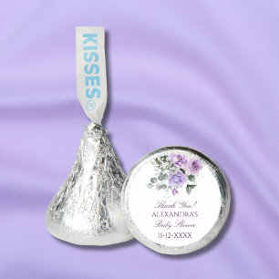 Lavender Watercolor Floral Baby Shower Thank You Hershey®'s Kisses®