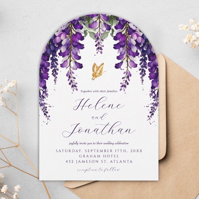 Lavender Watercolor Floral Garden Elegant Wedding Invitation (Lavender Watercolor Floral Garden Elegant Wedding Invitation)