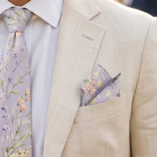 Lavender Watercolor Floral Pocket Square Bandana