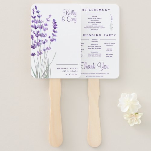 Lavender Watercolor Floral Program Fans