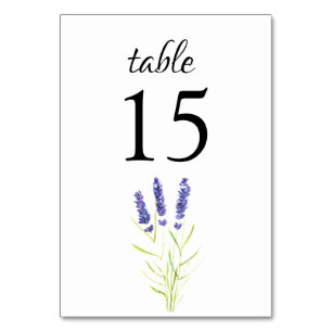 Lavender Watercolor Floral Purple Flowers Wedding Table Number