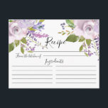 Lavender Watercolor Floral Recipe Card<br><div class="desc">Pretty purple lavender Floral Recipe Card.  Front of card has space for the recipe title,  from the kitchen of & ingredients.  The back has line for directions.  Matching invitations are available in our shop</div>