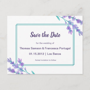Lavender Watercolor Floral Save the Date Card