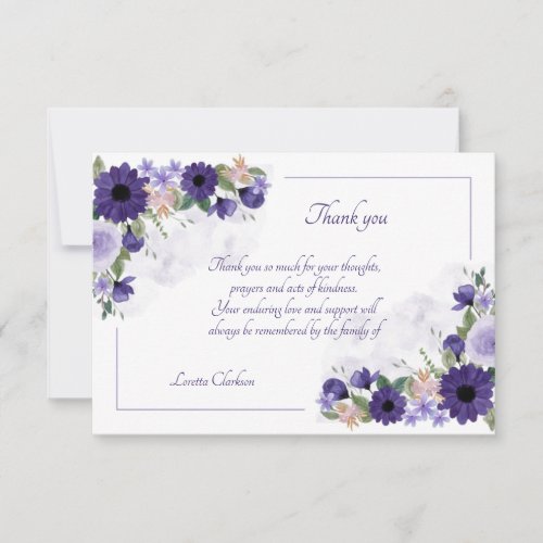 Lavender Watercolor Floral Sympathy Thank You Card
