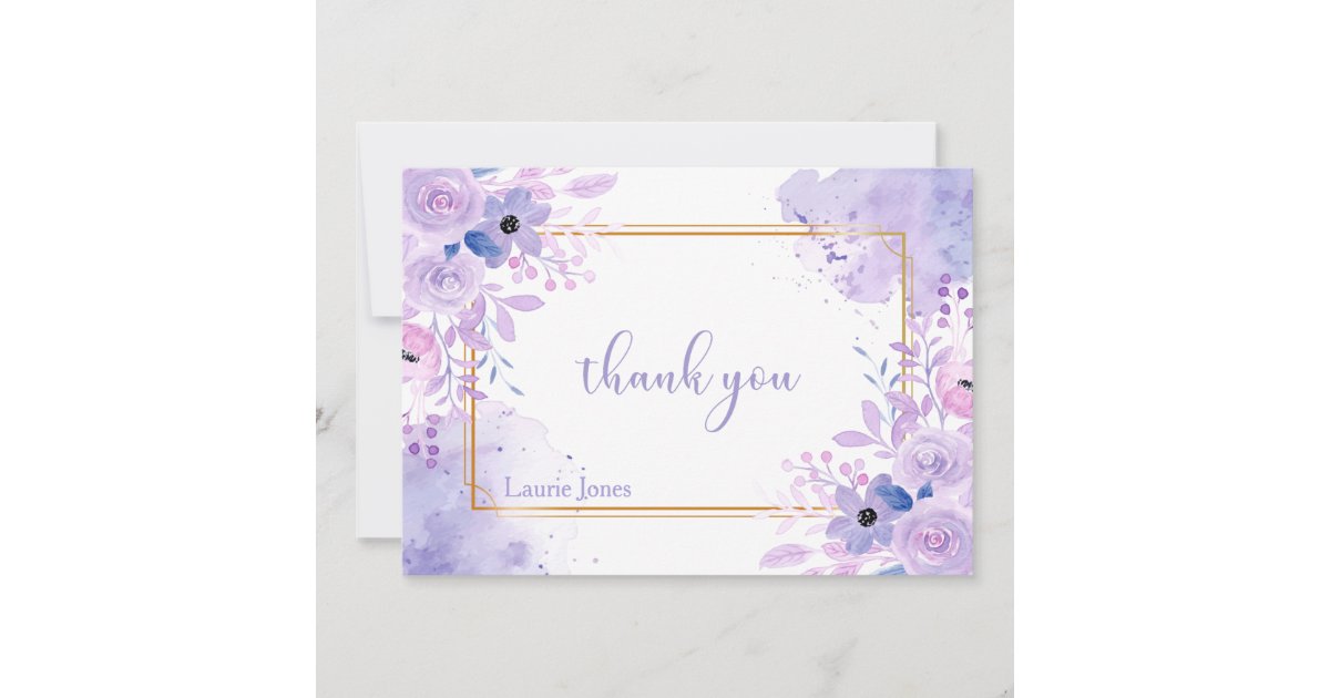 Lavender Watercolor Floral Thank You Note Card | Zazzle