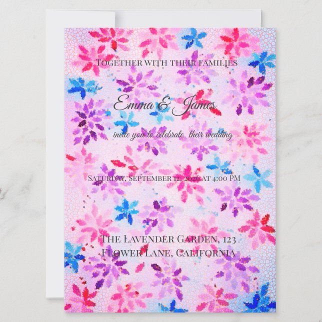 Lavender Watercolor Floral Wedding Invitation (Front)