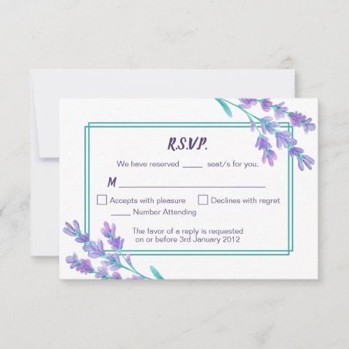 Lavender Watercolor Floral Wedding RSVP Card