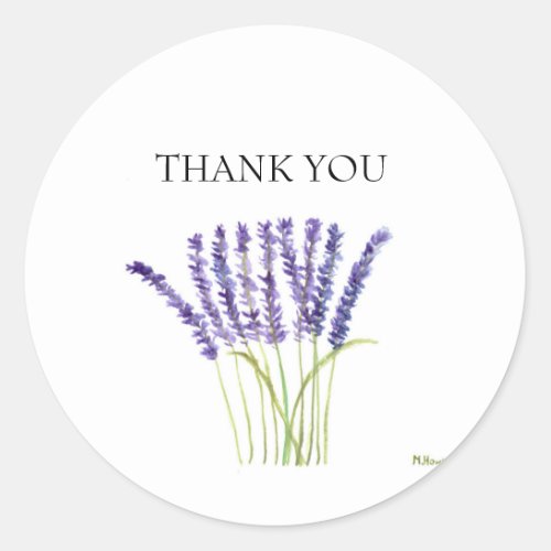 Lavender watercolor flowers herbs rustic purple classic round sticker