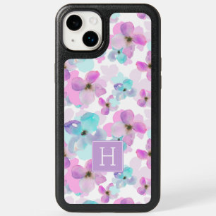 Lavender Watercolor Flowers Monogram OtterBox iPhone 14 Plus Case