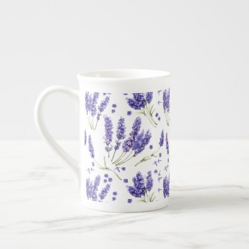 Lavender Watercolor Flowers Pattern Bone China Mug