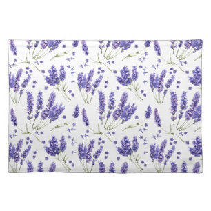 Lavender Watercolor Flowers Pattern Cloth Placemat