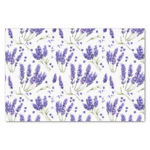 Lavender Watercolor Flowers Pattern Tissue Paper