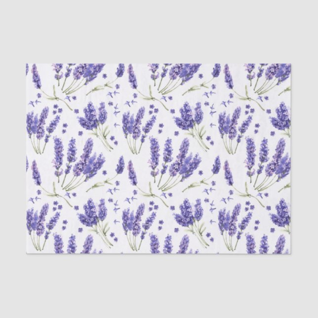 Lavender Watercolor Flowers Pattern Tissue Paper (Front)