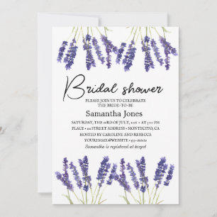 Lavender Watercolor Flowers Purple Bridal Shower Invitation