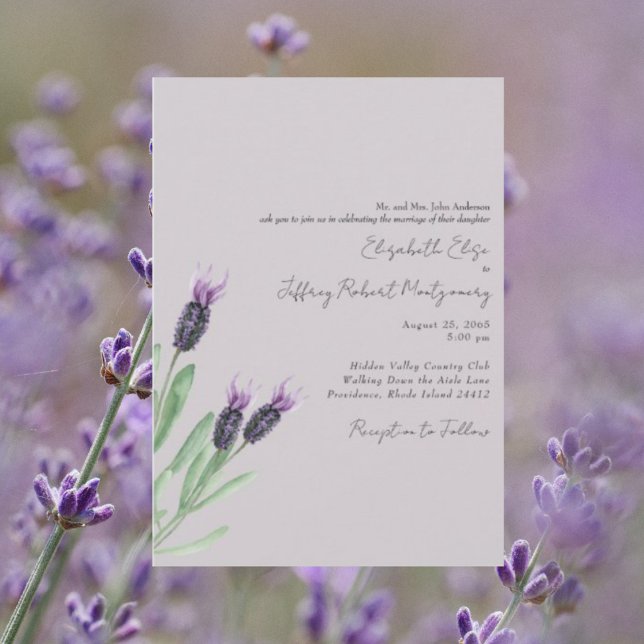 Lavender Watercolor Foliage Modern Wedding Invitation (Creator Uploaded)
