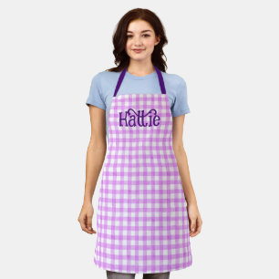 Lavender Watercolor Gingham Personalized Apron