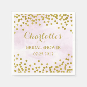 Lavender Watercolor Gold Confetti Bridal Shower Paper Napkins