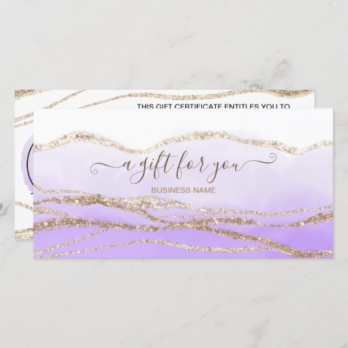 lavender watercolor gold logo gift certificate