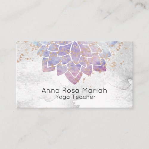   Lavender Watercolor Mandala Glitter Spiritual Business Card