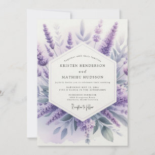 Lavender Watercolor Meadow Wedding Invitation