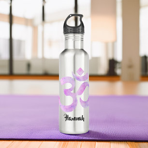 Lavender Watercolor Ohm Sign Stainless Steel Water Bottle