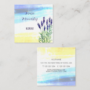 Lavender watercolor painting square business card