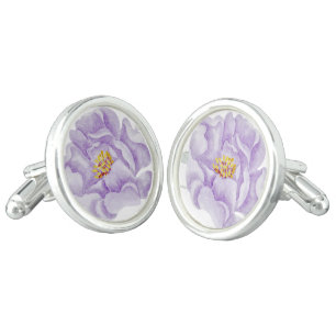 Lavender watercolor peony cufflinks
