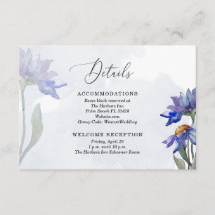Lavender Watercolor Purple Daisies Wedding Details Enclosure Card