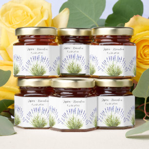 Lavender Watercolor Purple Flower Floral Wedding Honey Jar Favors