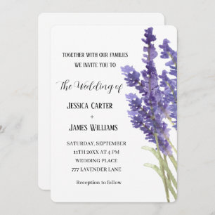 Lavender Watercolor Rustic Elegant Wedding Invitation