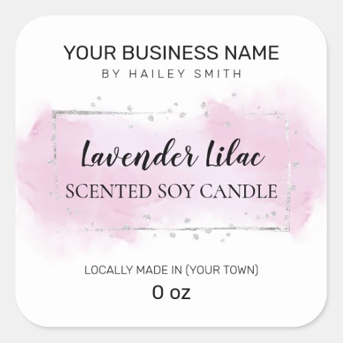 Lavender Watercolor Scented Soy Candle Square Sticker