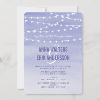 Lavender Watercolor String Lights Invitation