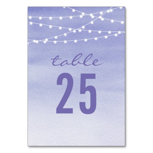 Lavender Watercolor String Lights Table Number