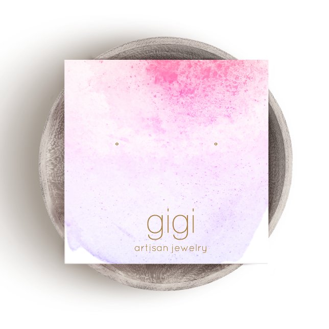 Lavender Watercolor Studs Earring Display Holder Square Business Card (Creator Uploaded)