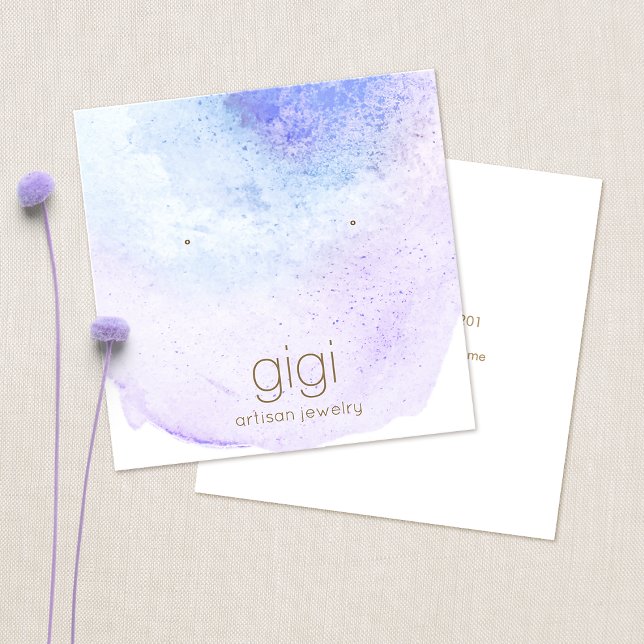 Lavender Watercolor Studs Earring Display Holder Square Business Card (Creator Uploaded)